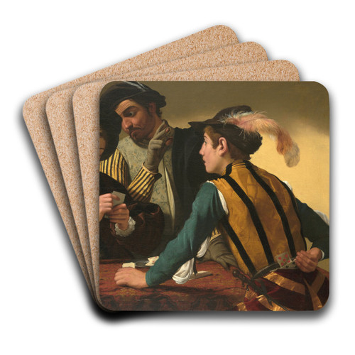 The Cardsharps by Caravaggio Art Drink Coaster set