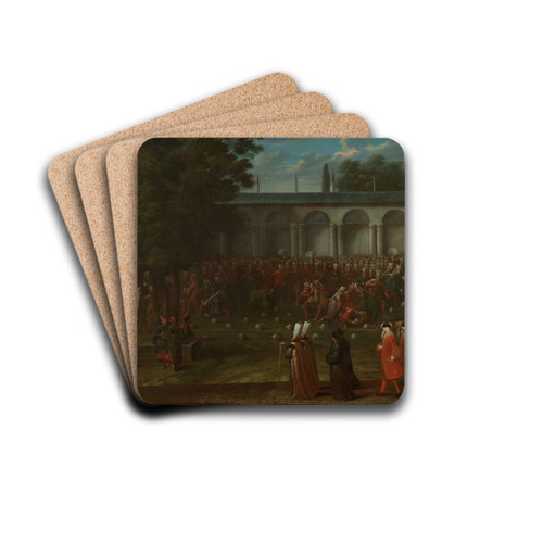 Cornelis Calkoen on his Way to his Audience with Sultan Ahmed III by Jean Baptiste Vanmour Drink Coasters - set of 4 Cornelis Calkoen on his Way to his Audience with Sultan Ahmed III by Jean Baptiste Vanmour Drink Coasters - set of 4