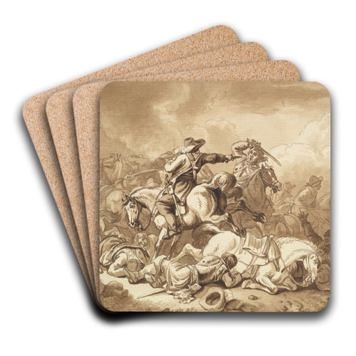 A Battle Scene by Ferdinand Kobell Art Drink Coaster set