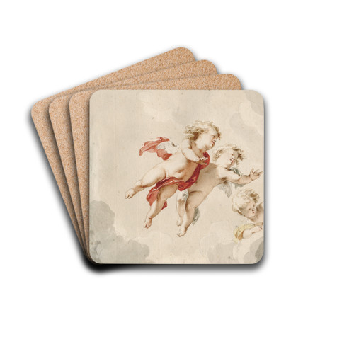 Three flying putti by Jacob de Wit Drink Coasters - set of 4 Three flying putti by Jacob de Wit Drink Coasters - set of 4