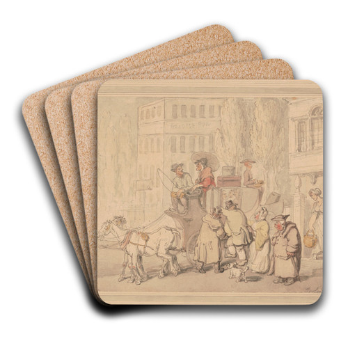 Chelsea stage coach by Thomas Rowlandson Art Drink Coaster set