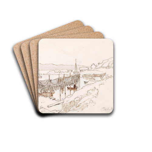 Fra Tarbert by Hans Gude Drink Coasters - set of 4