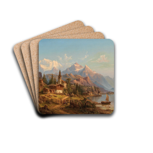 Partie vom Thuner See', Switzerland by Heinrich Jaeckel Drink Coasters - set of 4