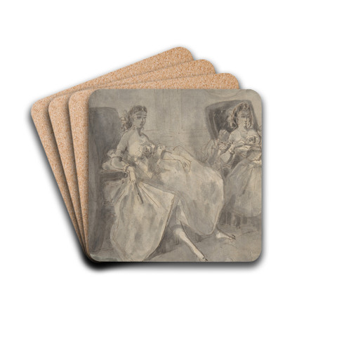 Two Seated Women by Constantin Guys Drink Coasters - set of 4