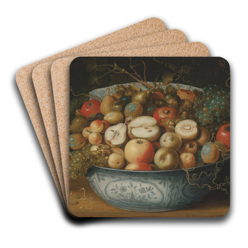 A Chinese bowl with apples, plumbs, grapes and nuts by Osias Beert the Elder Art Drink Coaster set A Chinese bowl with apples, plumbs, grapes and nuts by Osias Beert the Elder Art Drink Coaster set