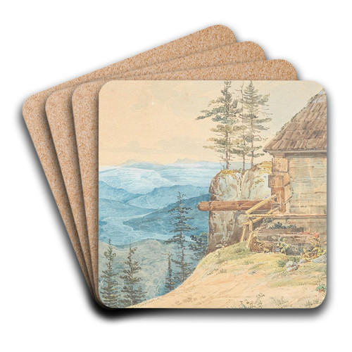 Blick auf Gebirgslandschaft by Eduard Friedrich Leybold Art Drink Coaster set