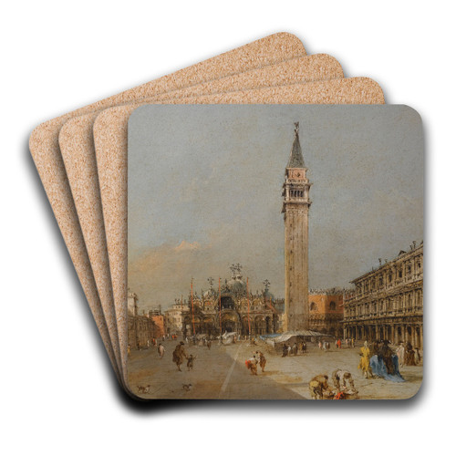 The Piazza San Marco With The Basilica And Campanile by Francesco Guardi Art Drink Coaster set