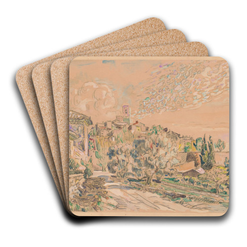 Saint-Paul-de-Vence by Paul Signac Art Drink Coaster set Saint-Paul-de-Vence by Paul Signac Art Drink Coaster set