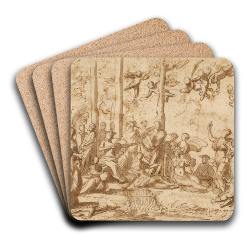 Apollo and the Muses on Mount Parnassus by Nicolas Poussin Art Drink Coaster set