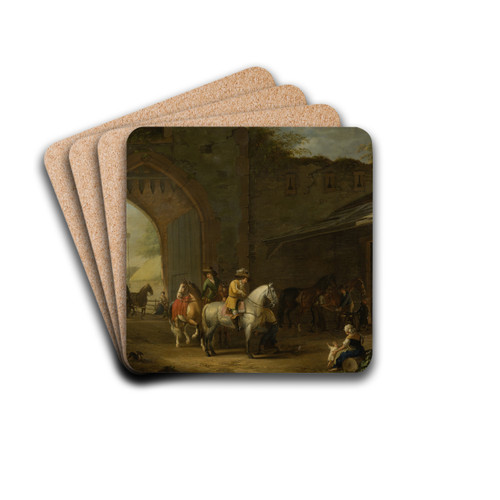 Horsemen at the Blacksmith's by Johann Georg Pforr Drink Coasters - set of 4