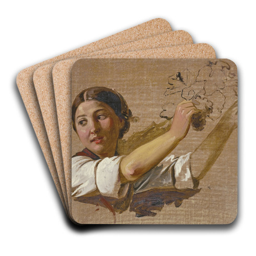 Brustbild eines Bauernmdchens by Jakob Becker Art Drink Coaster set