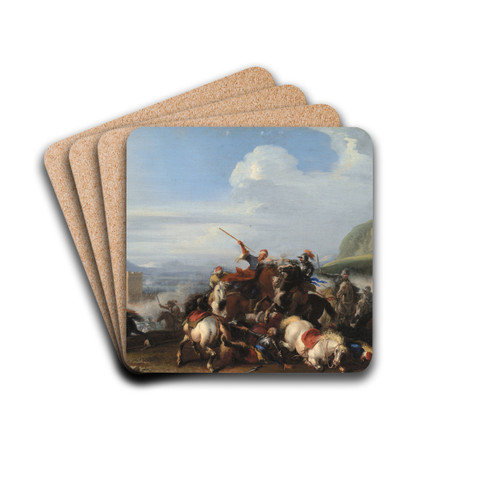 Battle Scene With Turkish Cavalry by Jacques Courtois Drink Coasters - set of 4