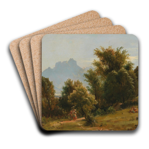 Scene with Trees near Brannenberg, Bavaria by Ludwig Halauska Art Drink Coaster set