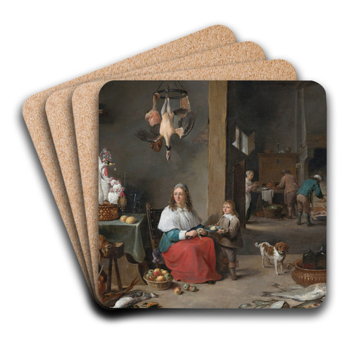 Kitchen Interior by David Teniers The Younger Art Drink Coaster set