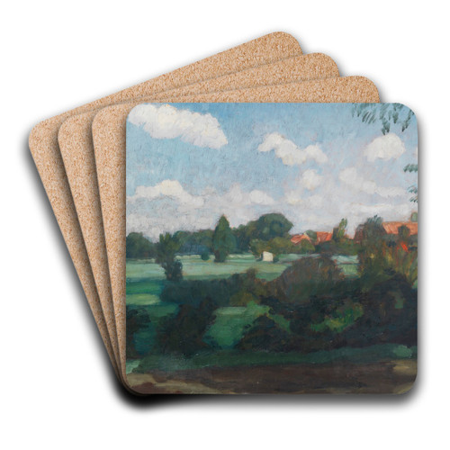 Sommerliche Wiesen bei Fischerhude by Otto Modersohn Art Drink Coaster set
