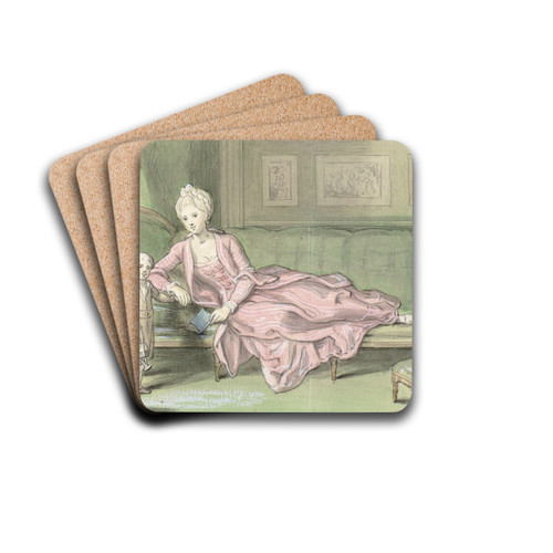 Tredje udkast til maleri af Caroline Mathilde og Frederik by Peder Als Drink Coasters - set of 4