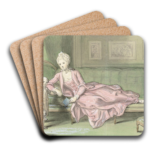 Tredje udkast til maleri af Caroline Mathilde og Frederik by Peder Als Art Drink Coaster set