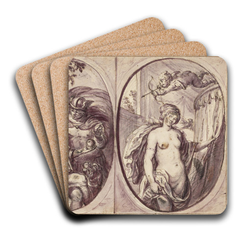 Two oval compositions by Andreas Bodan II Art Drink Coaster set