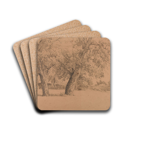 Enclos avec deux arbres by Jacques-Raymond Brascassat Drink Coasters - set of 4