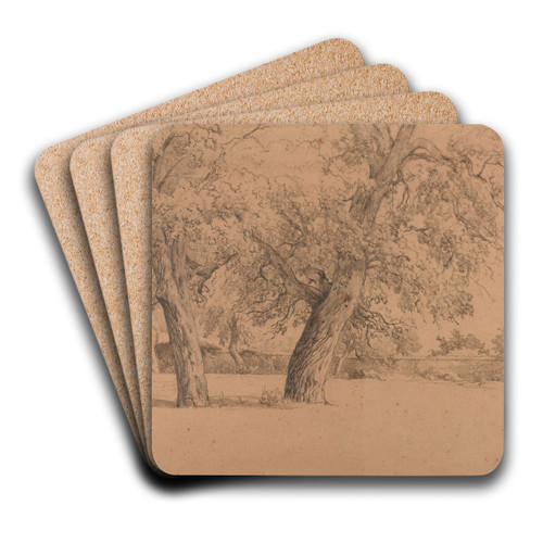Enclos avec deux arbres by Jacques-Raymond Brascassat Art Drink Coaster set