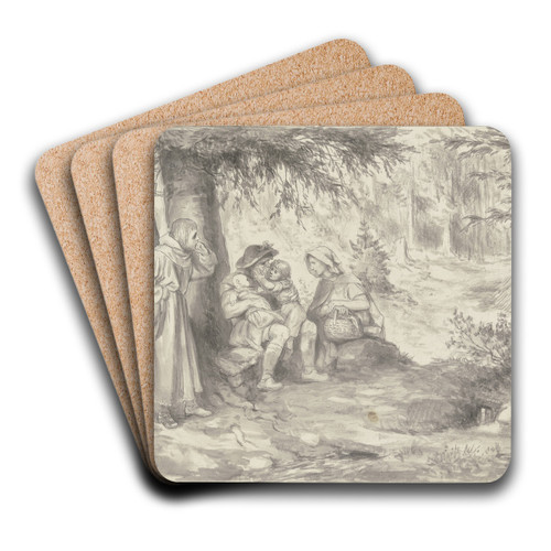 Diether und die Khlerfamilie im Walde by Wilhelm Steinhausen Art Drink Coaster set