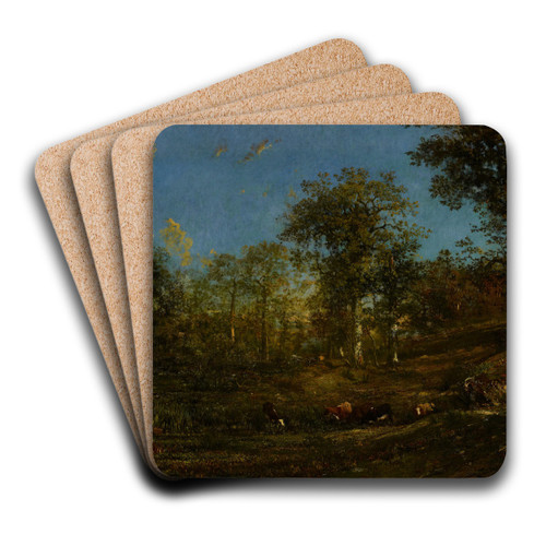View of the Pastures of the Limousin (France) by Jules Dupr Art Drink Coaster set