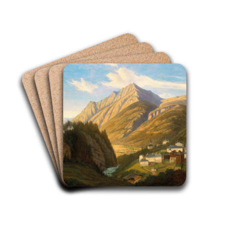 A View of Bad Gastein by Emil Ludwig Lhr Drink Coasters - set of 4 A View of Bad Gastein by Emil Ludwig Lhr Drink Coasters - set of 4