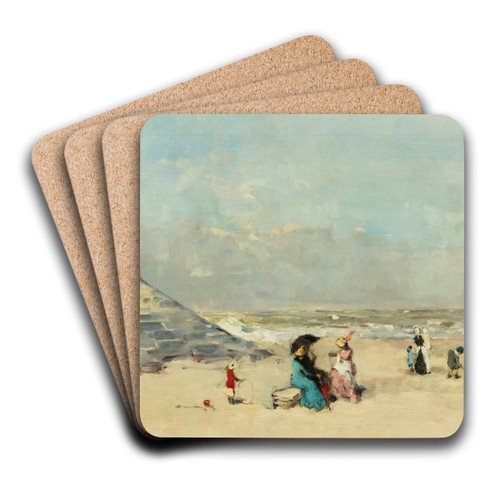 At the beach, Ostend by Pericles Pantazis Art Drink Coaster set