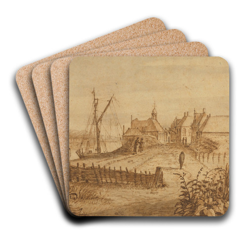View of Part of the City of Amsterdam by Abraham Rutgers Art Drink Coaster set View of Part of the City of Amsterdam by Abraham Rutgers Art Drink Coaster set