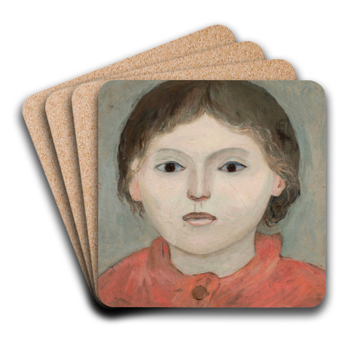 Dziewczynka w pomaraczowej sukni by Tadeusz Makowski Art Drink Coaster set Dziewczynka w pomaraczowej sukni by Tadeusz Makowski Art Drink Coaster set