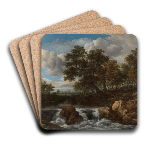 Landscape with Waterfall by Jacob van Ruisdael Art Drink Coaster set