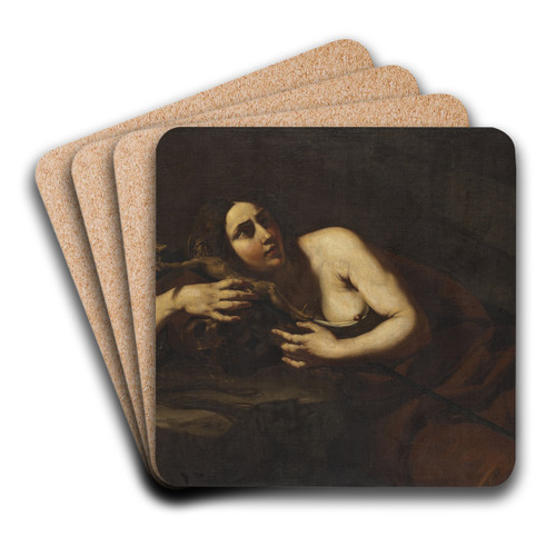 The Penitent Magdalen by Cecco del Caravaggio Art Drink Coaster set