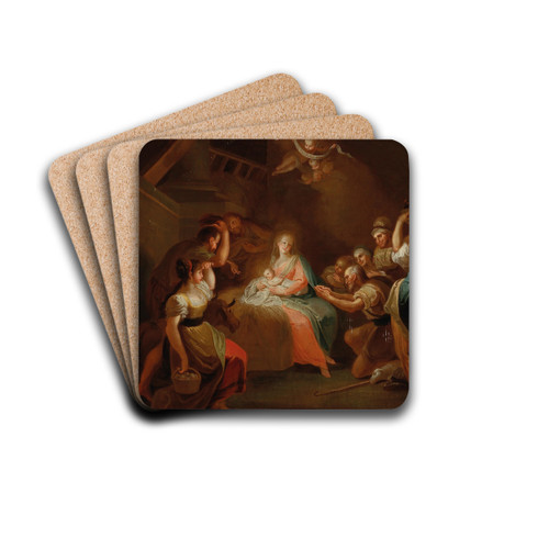The Adoration Of The Shepherds by Johann Josef Karl Henrici Drink Coasters - set of 4 The Adoration Of The Shepherds by Johann Josef Karl Henrici Drink Coasters - set of 4