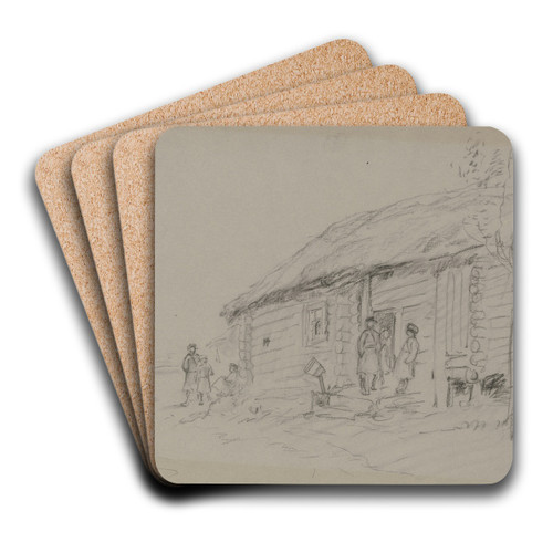 Russian block house by Wilhelm Amandus Beer Art Drink Coaster set