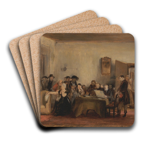 Sketch for 'The Reading of a Will' by Sir David Wilkie Art Drink Coaster set Sketch for 'The Reading of a Will' by Sir David Wilkie Art Drink Coaster set