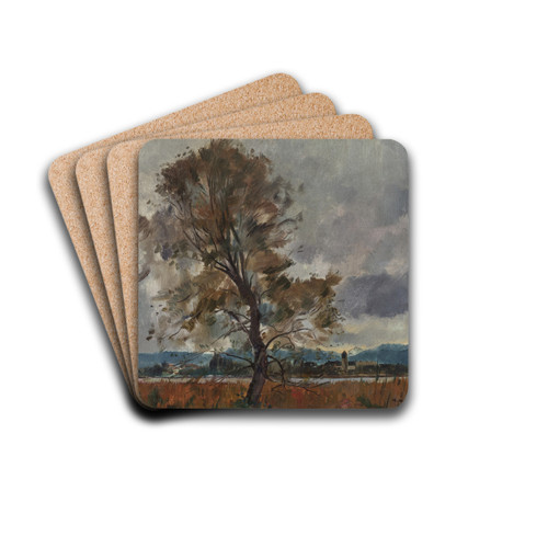 Gewitter ber der Fraueninsel by Hiasl Maier-Erding Drink Coasters - set of 4