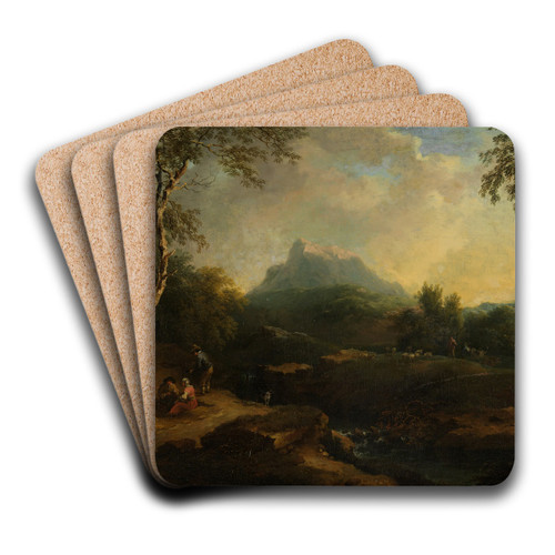Bergige Landschaft mit Bach by Christian Wilhelm Ernst Dietrich Art Drink Coaster set