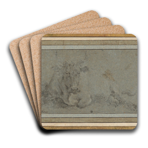 Study of a Cow by Johann Heinrich Roos Art Drink Coaster set