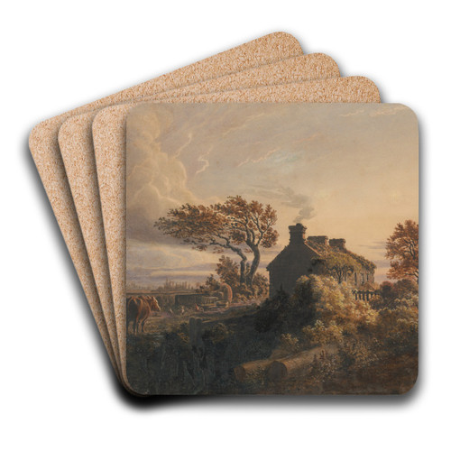 Evening by Cornelius Varley Art Drink Coaster set