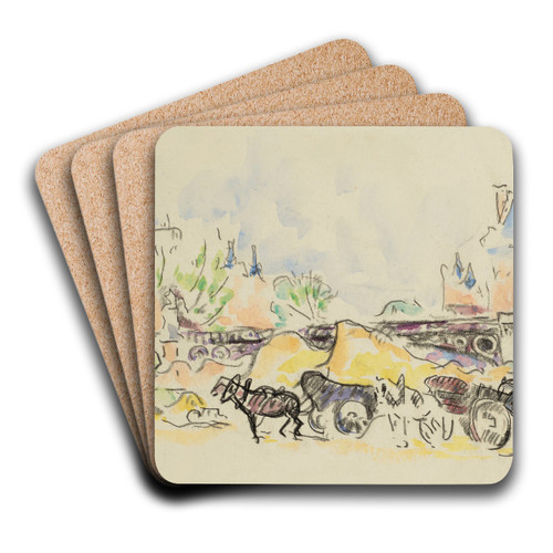 Paris, le quai au Pont des Saints-Pres by Paul Signac Art Drink Coaster set Paris, le quai au Pont des Saints-Pres by Paul Signac Art Drink Coaster set