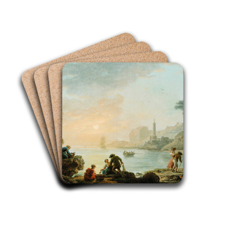 Fishers at the sunrise by Claude-Joseph Vernet Drink Coasters - set of 4