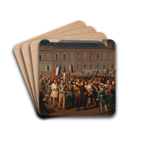 Les polytechniciens portant le crucifix sauv de la chapelle des Tuileries, lors des meutes du 24 fvrier 1848 by Hippolyte Lecomte Drink Coasters - set of 4 Les polytechniciens portant le crucifix sauv de la chapelle des Tuileries, lors des meutes du 24 fvrier 1848 by Hippolyte Lecomte Drink Coasters - set of 4