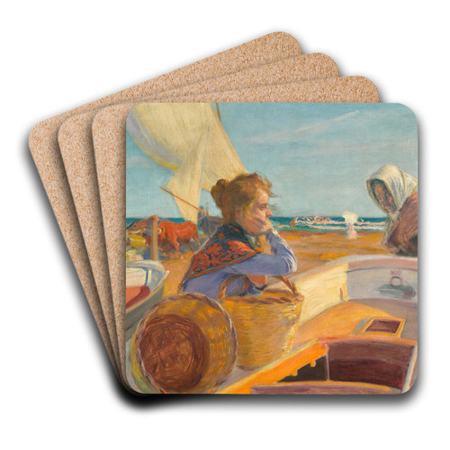 Esperando La Pesca by Jos Mongrell Art Drink Coaster set