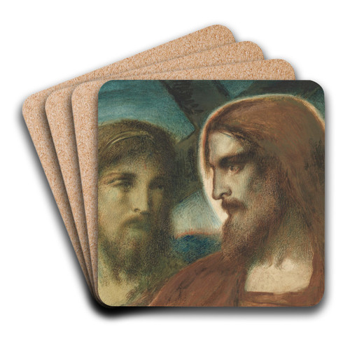 Christ and St. Joseph of Aramathea by Simeon Solomon Art Drink Coaster set