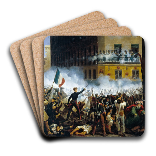 Combat de la rue de Rohan, le 29 juillet 1830 by Hippolyte Lecomte Art Drink Coaster set Combat de la rue de Rohan, le 29 juillet 1830 by Hippolyte Lecomte Art Drink Coaster set