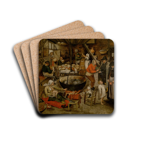 Visit to the Peasants by Pieter Brueghel The Younger Drink Coasters - set of 4