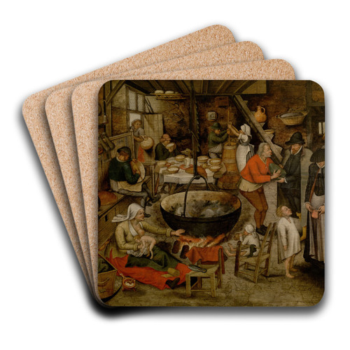 Visit to the Peasants by Pieter Brueghel The Younger Art Drink Coaster set