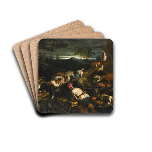 Noah Leading The Animals Onto The Ark by Follower of Jacopo da Ponte Drink Coasters - set of 4