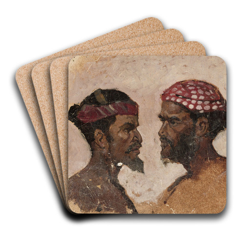 Study of three heads (Arabs) by Jean Lulvs Art Drink Coaster set