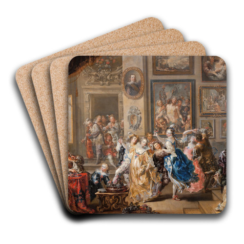 Dancing scene with palace interior by Johann Georg Platzer Art Drink Coaster set